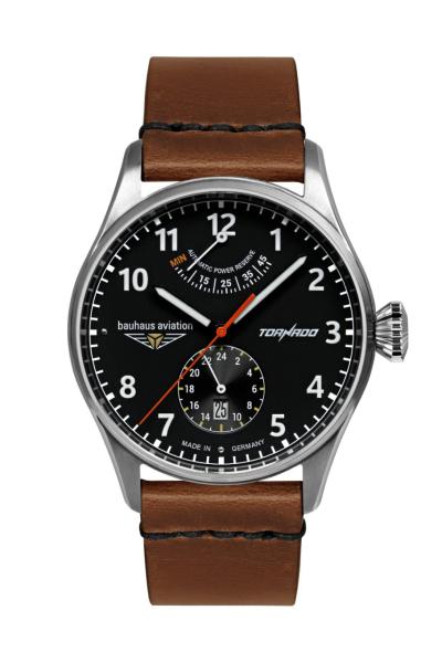Bauhaus Aviation Herrenuhr Automatik mit Gangreserveanzeige und Lederarmband